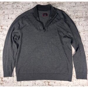 UNTUCKit Mens Extra Fine Merino Wool Quarter Zip Sweater Charcoal Gray XL